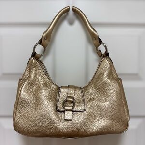 Talbots Metallic Pebbled Leather Hobo Shoulder Bag | One Size | Gold ✨